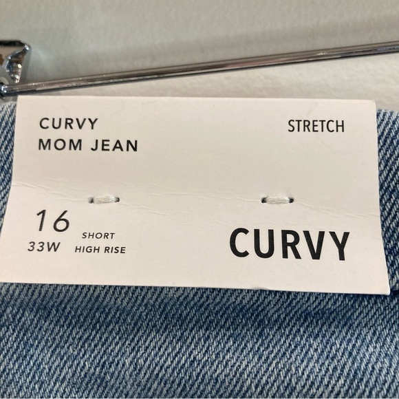 AMERICAN EAGLE Sz 16S Curvy Mom Jeans in Blue Breeze Distressed New With  Tags - Picture 6 of 16